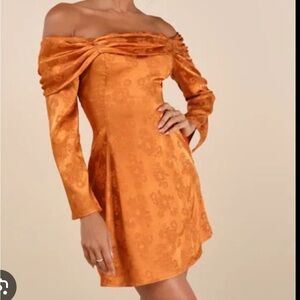 Lulu's Orange Off-Shoulder Dress